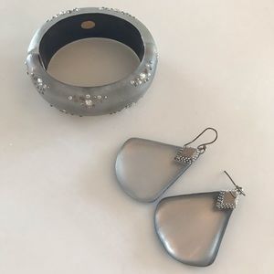 New Alexis Bittar Silver Drop Earrings & Bracelet